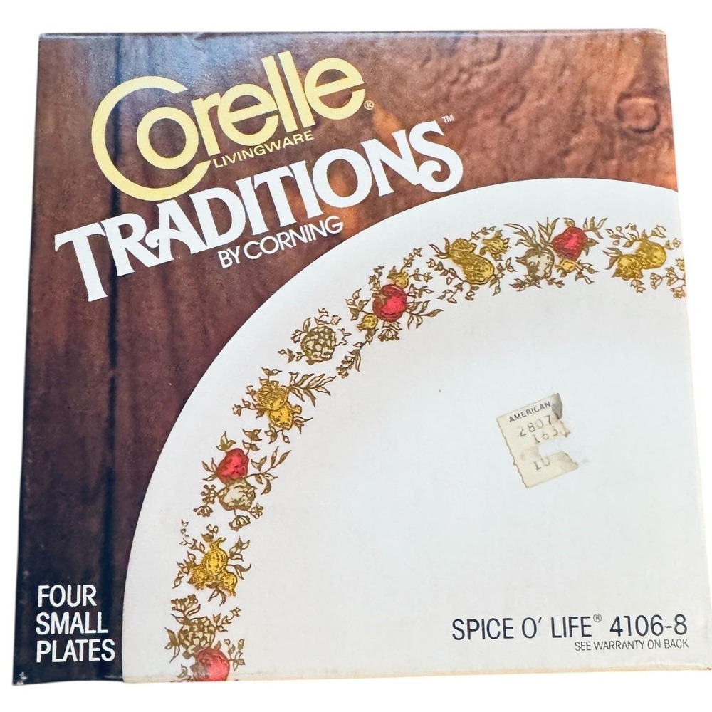 Corelle Traditions Spice O Life 4106-8 (4) Small Plates New Box Corning 6 3/4"